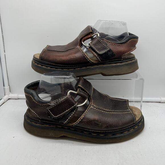 Dr Martens Sandals Mens 9 Brown Chunky Y2K 90s Slingback Leather ** - Picture 1 of 8